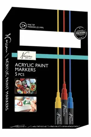 Acryl Markerset, 5 kleuren Alleen Vandaag