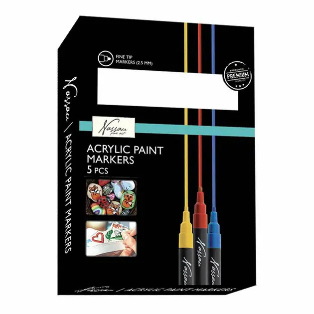 Acryl Markerset, 5 kleuren Alleen Vandaag