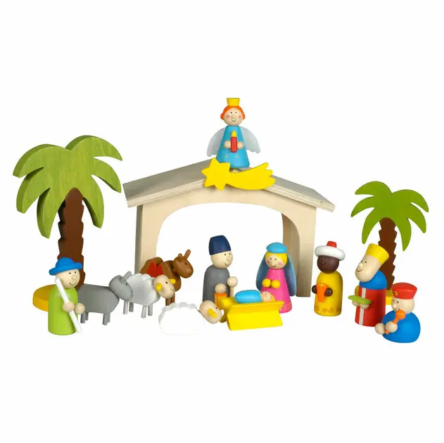 Beperkt Aanbod Kerststal Hout met speelfiguren