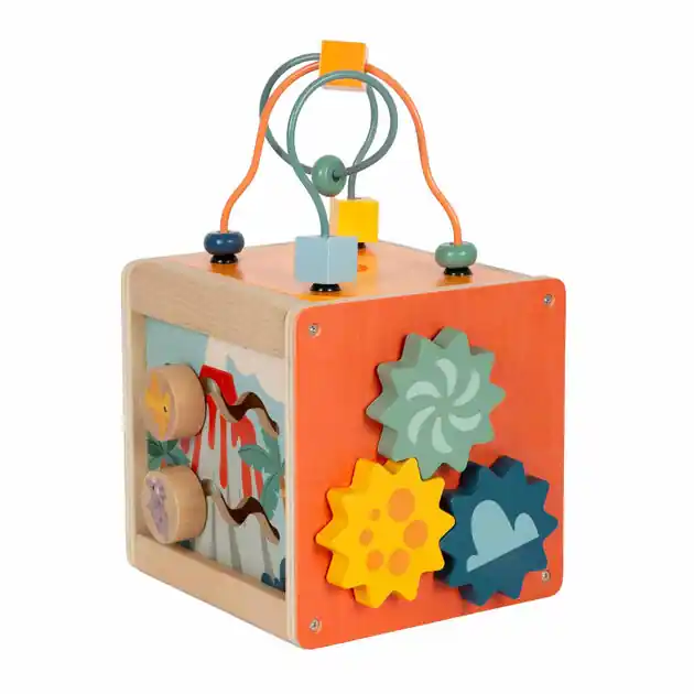 Weekendaanbieding Small Foot - Houten Activiteitenkubus Motoriekspiraal Dino