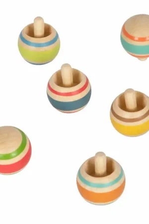 Express Levering Small Foot - Houten Tollen Gestreept, Set van 6