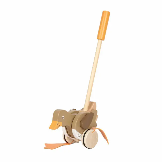 Voordeelprijs Small Foot - Houten Duwfiguur Eend met Bewegende Kop