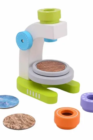Joueco Houten Microscoop met 3 Lenzen, 7dlg. Exclusieve Aanbieding