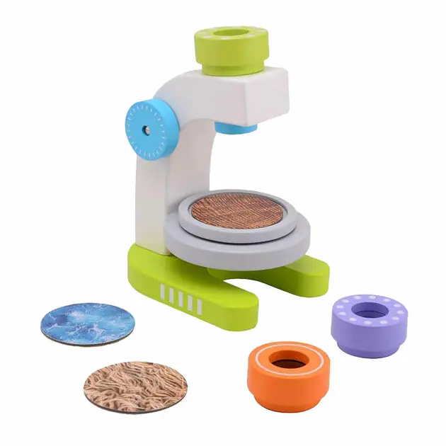 Joueco Houten Microscoop met 3 Lenzen, 7dlg. Exclusieve Aanbieding