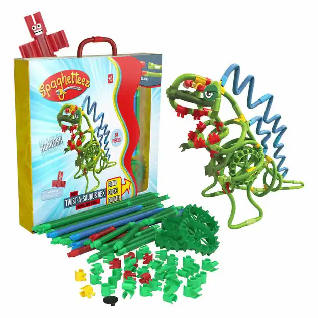 Spaghetteez Twist-A-Saurus Rex Flexibele Bouwstaafjes, 64dlg. Nieuw