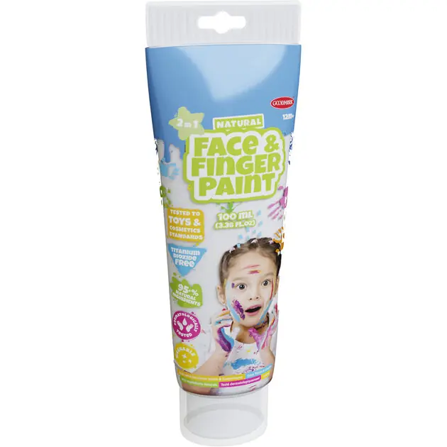 Natural Face & Fingerpaint Tube - Wit, 100ml Nieuw