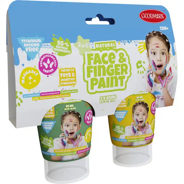 Natural Face & Fingerpaint Tube - Groen en Geel, 2x65ml Superprijs