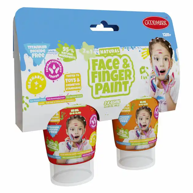 Nu Kopen Natural Face & Fingerpaint Tube - Rood en Oranje, 2x65ml