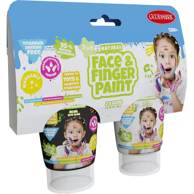 Hete Deal Natural Face & Fingerpaint Tube - Zwart en Wit, 2x65ml