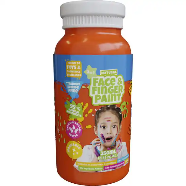 Laatste Versie Natural Face & Fingerpaint Fles - Oranje, 250ml