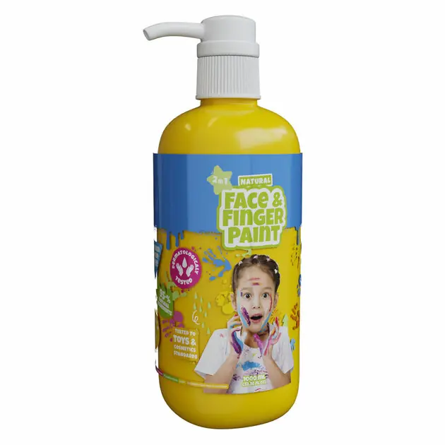 Natural Face & Fingerpaint Fles met Pompje - Geel, 1L Koopje