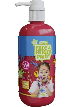 Direct Beschikbaar Natural Face & Fingerpaint Fles met Pompje - Rood, 1L