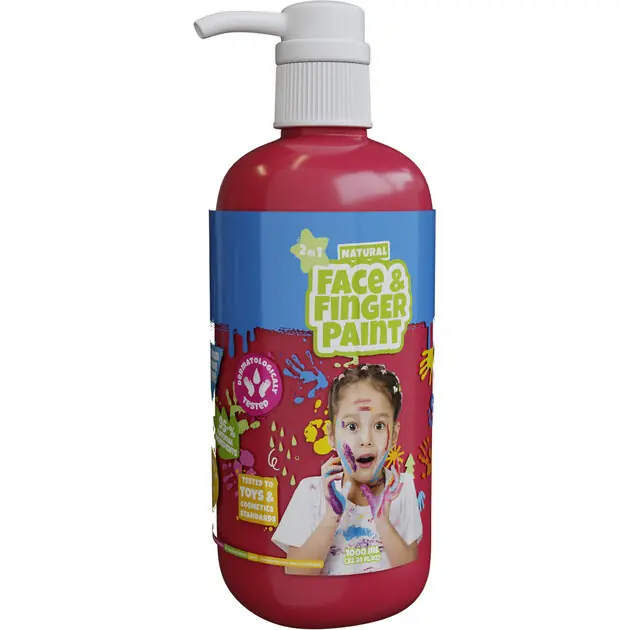 Direct Beschikbaar Natural Face & Fingerpaint Fles met Pompje - Rood, 1L
