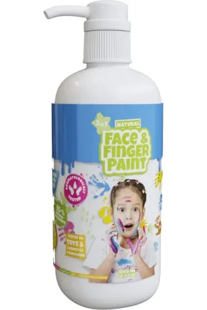 Natural Face & Fingerpaint Fles met Pompje - Wit, 1L Hoge Kwaliteit