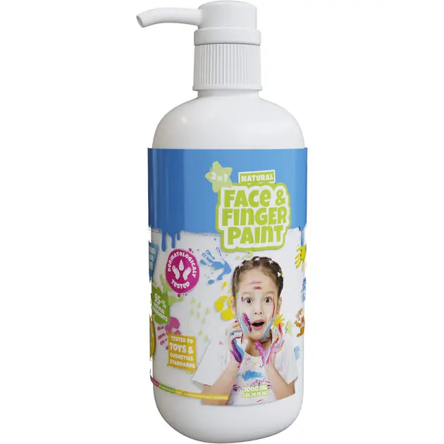 Natural Face & Fingerpaint Fles met Pompje - Wit, 1L Hoge Kwaliteit