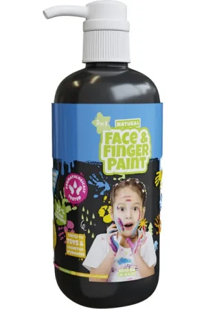Natural Face & Fingerpaint Fles met Pompje - Zwart, 1L Snelle Levering