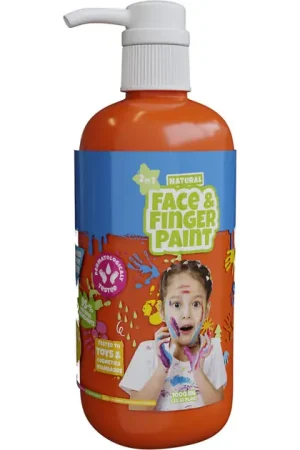 Natural Face & Fingerpaint Fles met Pompje - Oranje, 1L Flitsaanbieding
