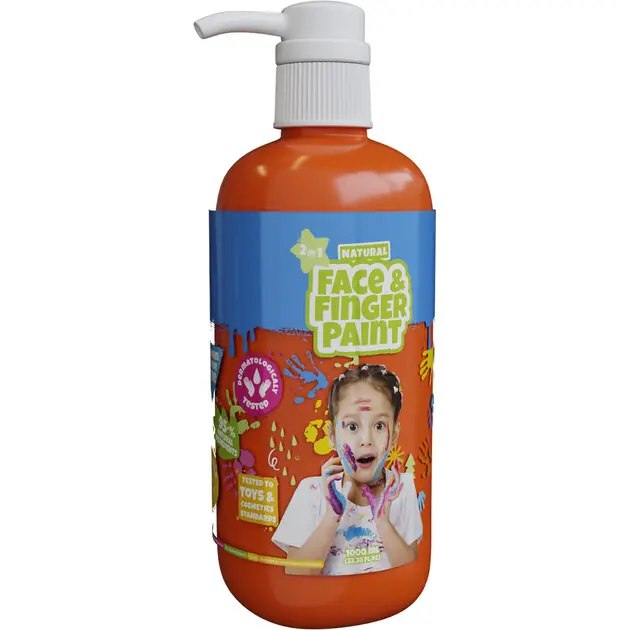 Natural Face & Fingerpaint Fles met Pompje - Oranje, 1L Flitsaanbieding