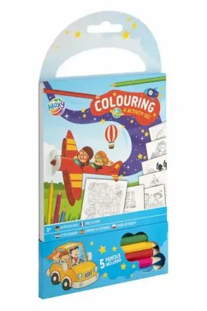 Kleur- en Activiteiten Set Blauw met 5 Kleurpotloden Alleen Vandaag