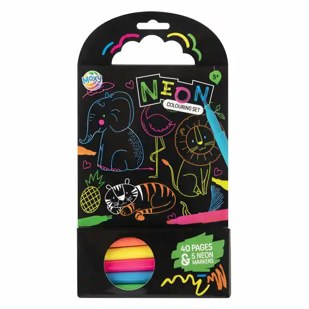 Must-Have Kleurboek Dieren met 5 Neon Stiften, 40 Vellen