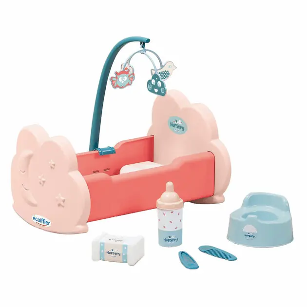 Fabrieksprijs Ecoiffier Poppenwieg met Accessoires, 6dlg.