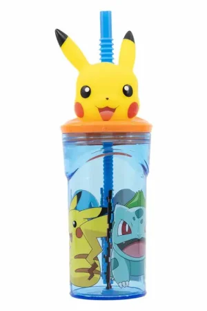 3D Drinkfles met Rietje Pokémon, 360ml Gecertificeerd