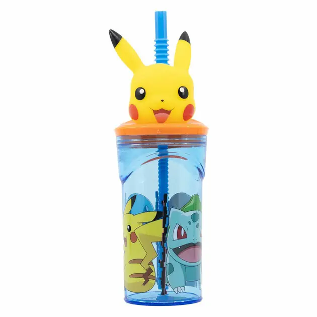 3D Drinkfles met Rietje Pokémon, 360ml Gecertificeerd