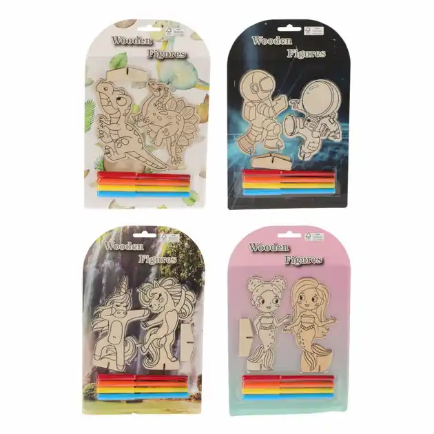 Tijdelijk Beschikbaar Houten Thema Figuren Kleuren Set