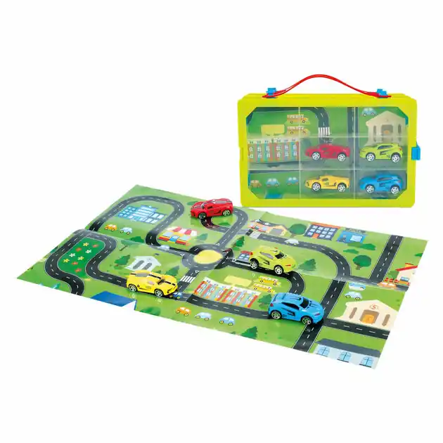 Betrouwbaar Turbo Racers Verzamelkoffer met Auto's en Speelkleed, 6dlg.