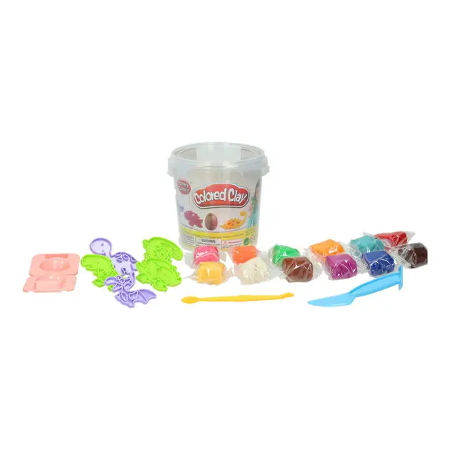 Premium Kleiset in Opbergbox Dino Vormen - 12 Kleuren Klei