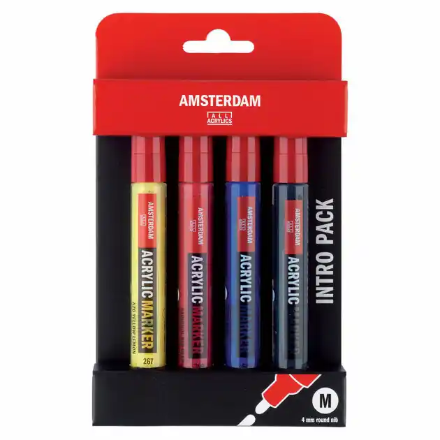 Amsterdam Acryl Marker Basisset, 4dlg. Beperkt Aanbod