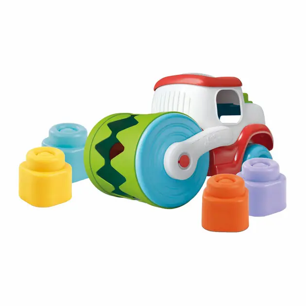 Clementoni Baby Soft Clemmy Stoomwals Voertuig met Blokken, 9dlg. Speciale Aanbieding