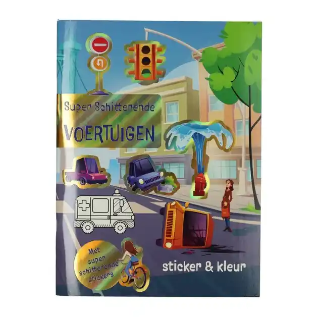 Lage Prijs Kleur- en Stickerboek Super Schitterende Voertuigen