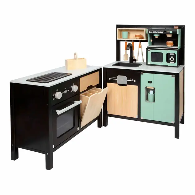 Small Foot - Houten Industriele Keuken met Keukeneiland, 18dlg. Op = Op