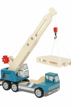 Beperkte Voorraad Small Foot - Houten Kraanwagen Blauw met Pallet