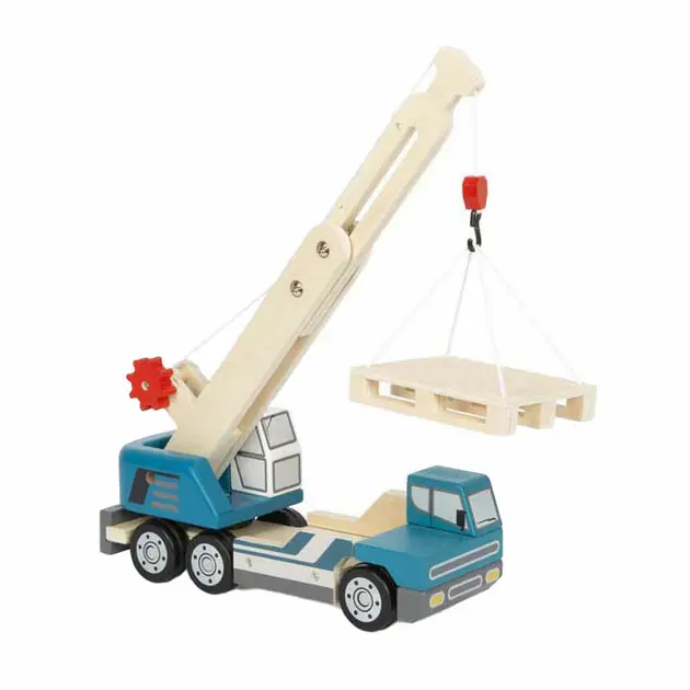 Beperkte Voorraad Small Foot - Houten Kraanwagen Blauw met Pallet