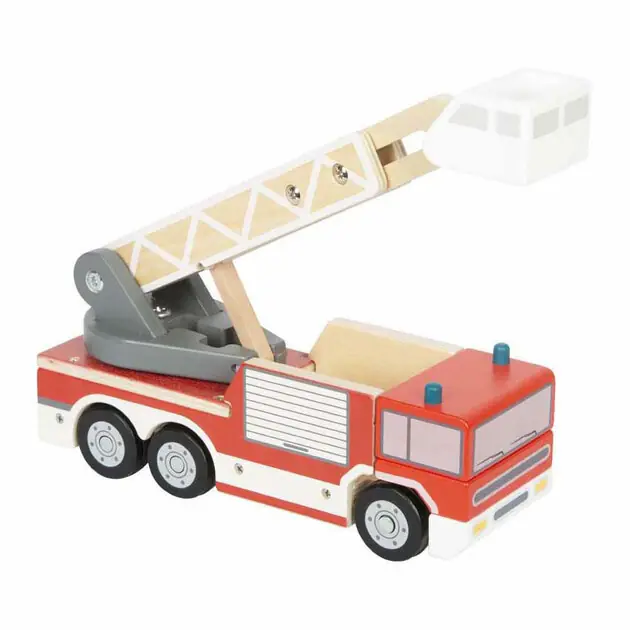 Superprijs Small Foot - Houten Brandweerwagen met Roterende Ladder