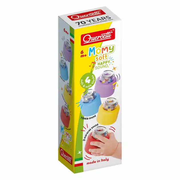 Quercetti Momy Soft bouwblokken met Geluid, 4dlg. Direct Beschikbaar