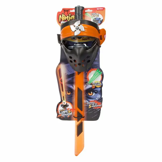 Ninja Lichtzwaard Licht en Geluid met Schietfunctie en Masker - Oranje Express Levering