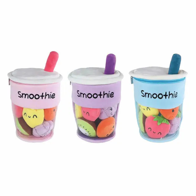 Flitsaanbieding Fluffy Menu Knuffel Pluche - Smoothie Beker met Fruit, 26cm