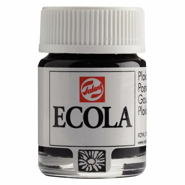 Ecola Plakkaatverf Fles 16ml Zwart 700 Exclusieve Aanbieding