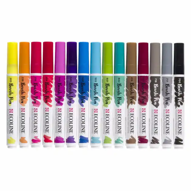 Ecoline Brush Pen Set, 15 Kleuren Tijdelijk Beschikbaar