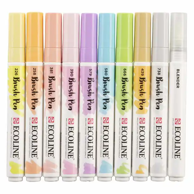 Ecoline Brush Pen Set Pastel, 10 Kleuren Koopje