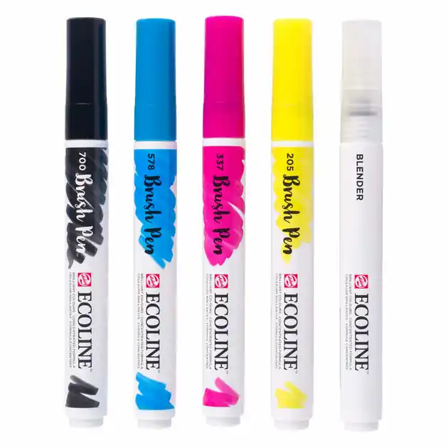 Ecoline Brush Pen Set Primair, 5 Kleuren Beste Prijs