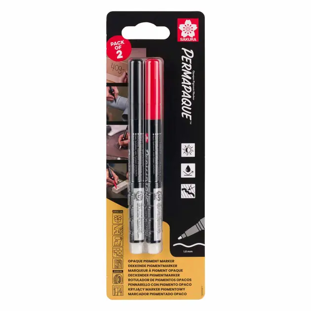 Merkproduct Sakura Permapaque Fijn Set, Zwart En Rood