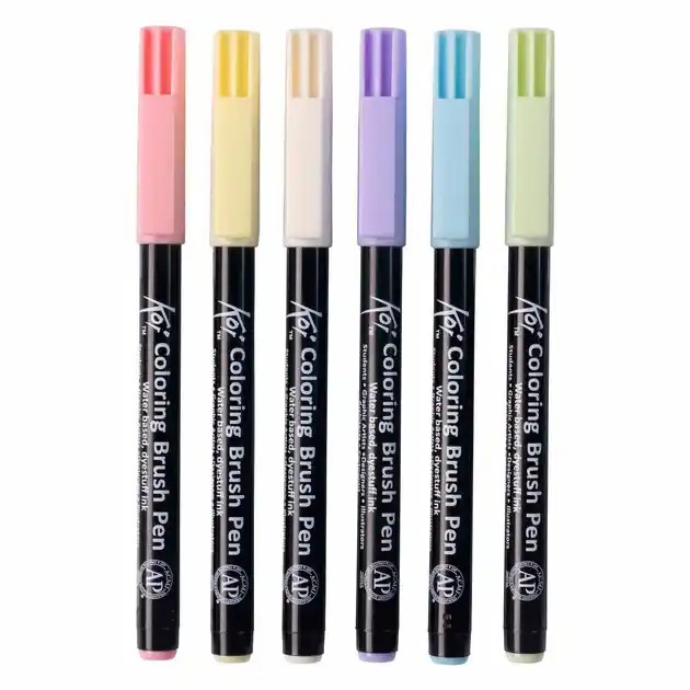 Sakura Koi Colouring Brush Pen Set Pastel, 6 Kleuren Rechtstreeks Van De Fabrikant