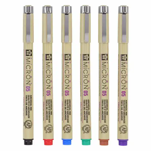 Sakura Pigma Micron 05 Etui met 6 Basic Kleuren Favoriet