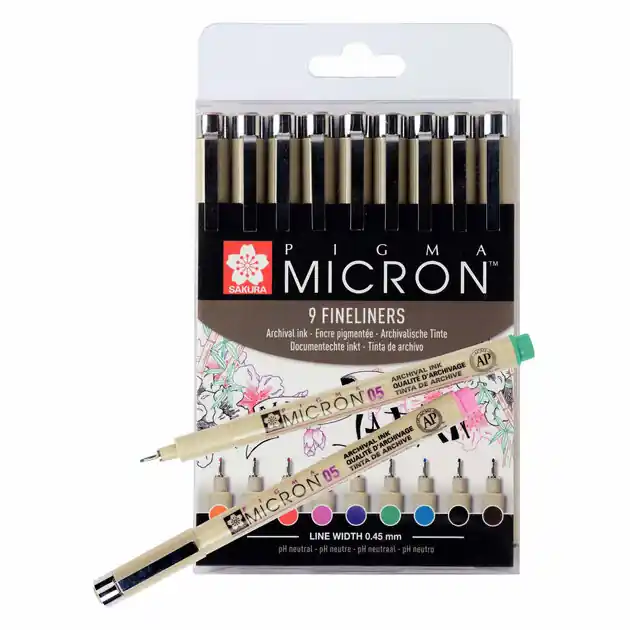 Koopje Sakura Pigma Micron 05 Etui met 9 Kleuren