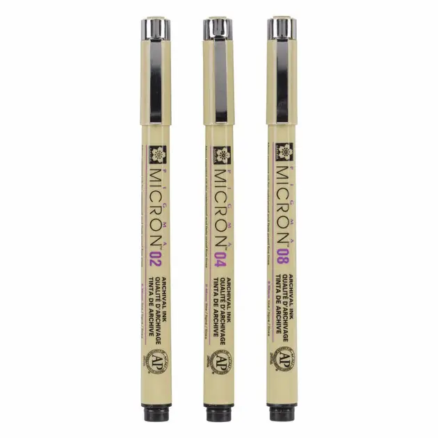 Sakura Pigma Micron Etui 3 Fineliners Zwart 02-04-08 Dagaanbieding
