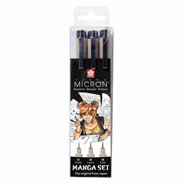 Seizoensaanbieding Sakura Unieke Manga-Collectie Van 3 Pigma Micron-Pennen Zw.